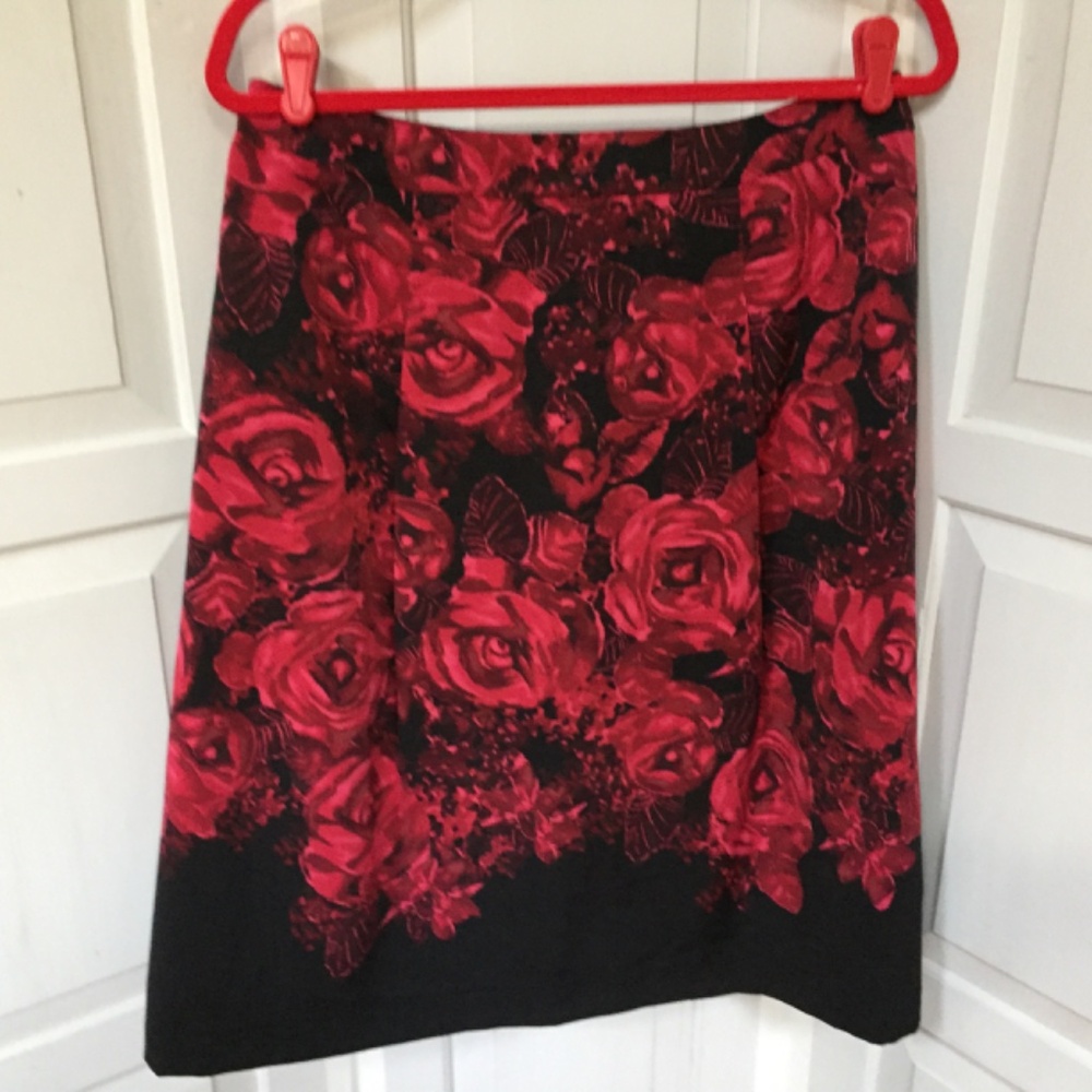 Talbots Red and Black Floral A-Line Skirt - Picture 12 of 16